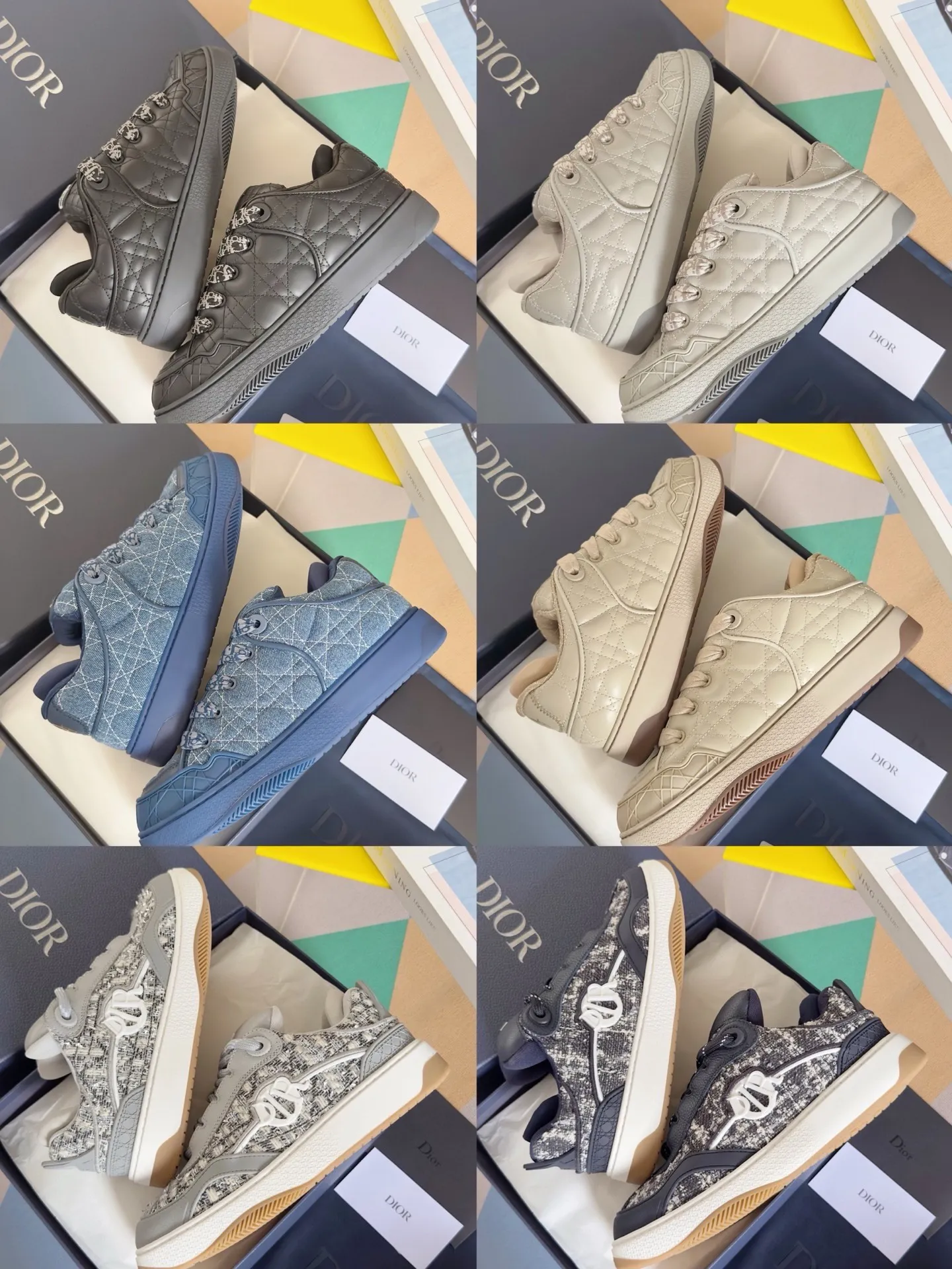 [DIOR] P: 820💰 Men's 39-44. (Male 38. 45. Customized) Dior Dior B9S series top version bread shoes casual sports shoes skate shoes original purchase development and production This new B9S skateboard sneakers are inspired by skateboarding and Dior's high-order spirit. Crafted from navy blue cotton tweed, the classic cannage pattern is reinterpreted with grained calfskin details in homage to Dior's savoir-faire. Padded tongue and technical fabric leg provide ideal comfort. Iconic details abound throughout the design, such as the Dior signature on the heel and tongue, cannage-patterned panels, and the rubber Dior Charm signature on the side inspired by the Dior logo. The rubber soles engraved with Oblique printing with a gradient effect are more refined and can add a high-end temperament to various looks. Exquisite packaging at the delivery counter🛍📦 ▪️Fabric: Original customized first-layer cowhide + tweed ▪️Inner lining: Customized breathable lining ▪️Outsole: Original open-molded anti-slip TPU material ▪️Sole thickness: 3.5CM.